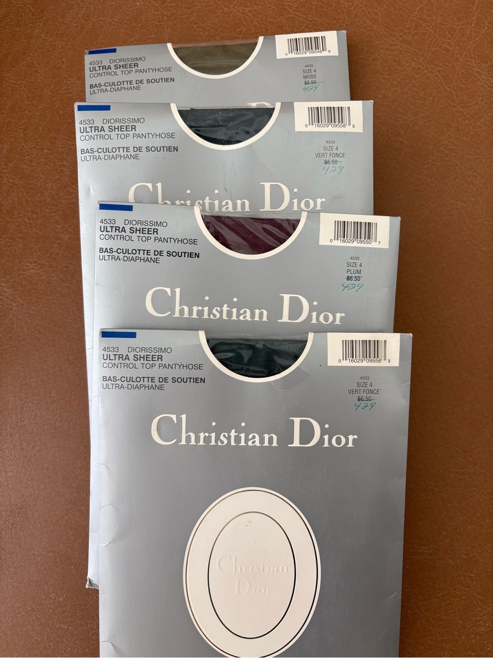 Size 4 Vintage Christian Dior Ultra Sheer Pantyhose, Lot of 4qty